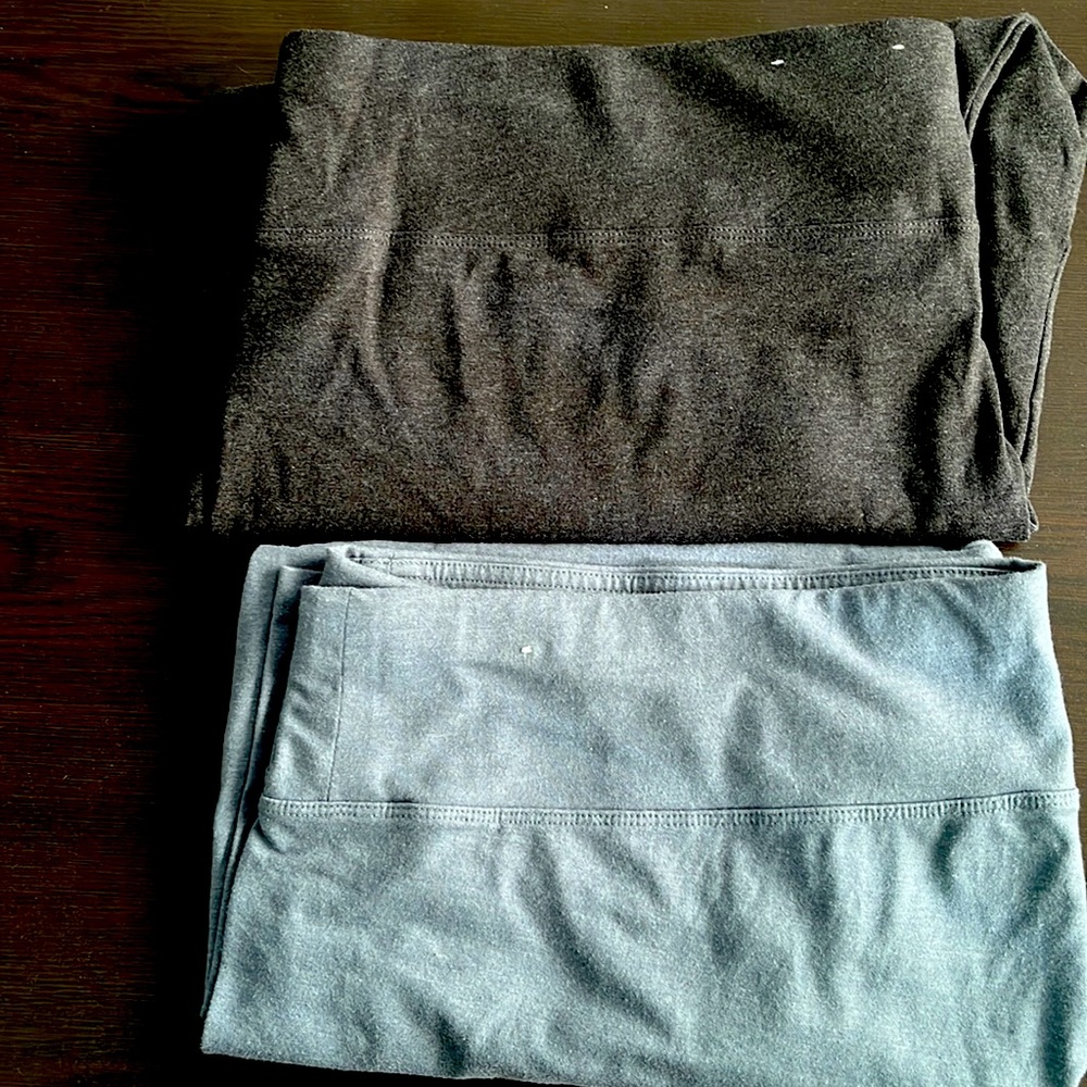 2 capris leggings (lt and dk gray) and 2 long leggings (lt and dk gray)
